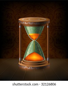 Hourglass with glowing orange sand inside (vector image)