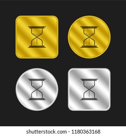 Hourglass gold and silver metallic coin logo icon design