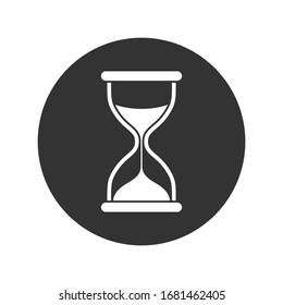 Hourglass graphic icon. Sandglass sign in the circle isolated on white background. Time symbol. Vector illustration