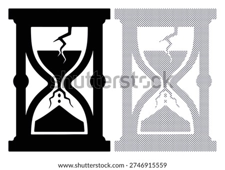 Hourglass graphic, time, sand, clock, antique, broken, concept, measurement