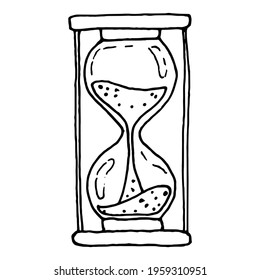 Hourglass hand drawn black and white vector doodle icon isolated on white EPS10