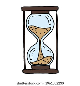 Hourglass hand drawn colored vector doodle icon EPS10
