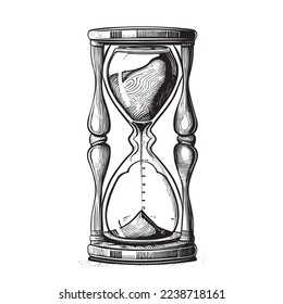 Hourglass hand drawn sketch Justice Vector illustration 