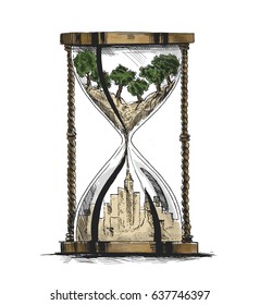 Hourglass, Hand Drawn Sketch Vector illustration.