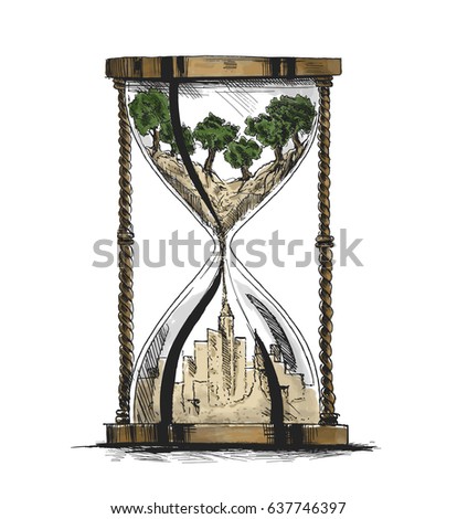 Hourglass, Hand Drawn Sketch Vector illustration.