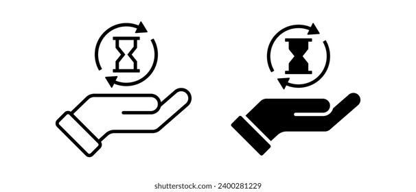 Hourglass with hand icon vector set. Time and Clock symbol
