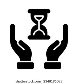 Hourglass in hands showing concept icon of time management vector design