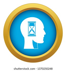 Hourglass in head icon blue vector isolated on white background for any design