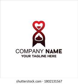 hourglass heart shaped logo vector