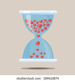 Hourglass with heart - vector illustration