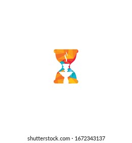Hourglass and Hookah logo design. Sand glass with sheesha icon vector design. 
