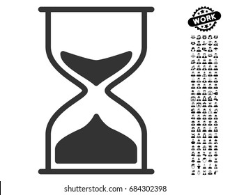 Hourglass icon with black bonus job pictograph collection. Hourglass vector illustration style is a flat gray iconic element for web design, app user interfaces.