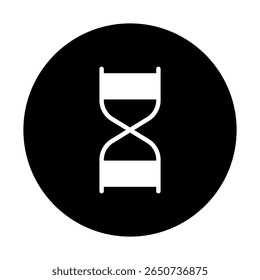 Hourglass Icon in Black Circle Represents Time Passage, Deadline, and Timeless Concepts Featuring Simplicity and Minimalism