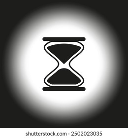 Hourglass icon. Black sand timer on gradient background. Time management symbol. Vector illustration.