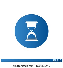 hourglass icon in a blue circle. vector illustration