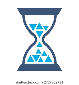 Icono de reloj de arena azul plano diseño de Vector símbolo de tiempo de arena temporizador de vidrio espera fecha límite reloj de cuenta regresiva signo de elemento gráfico