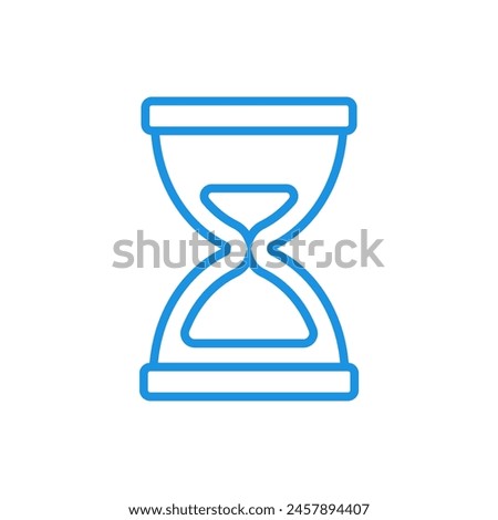 Hourglass icon with blue linear design on white background