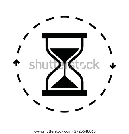 hourglass icon with circular dashed line and arrows