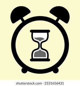 Un icono de reloj de arena con un reloj en el interior