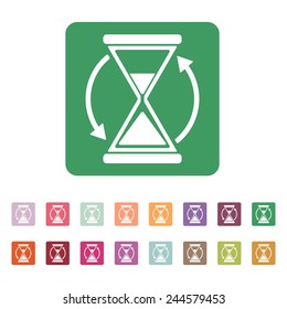 The hourglass icon. Clock symbol. Flat Vector illustration. Button Set