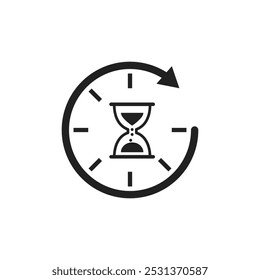 Hourglass icon with clock symbol Sand glass time concept vector illustration isolated on white background