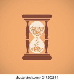 hourglass icon with coins, vector illustration poster