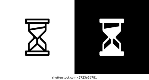 Conceito de ícone de ampulheta com plano de fundo preto e branco. Ilustração vetorial.