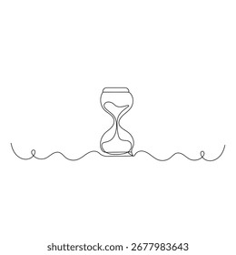 Hourglass icon continuous one line drawing outline vector illustration
