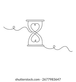 Icono de reloj de arena Ilustración vectorial de contorno de dibujo de una línea continua