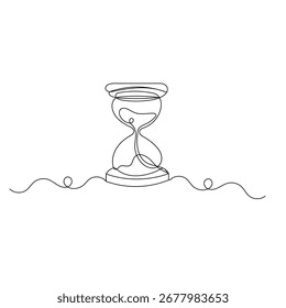 Hourglass icon continuous one line drawing outline vector illustration