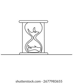 Icono de reloj de arena Ilustración vectorial de contorno de dibujo de una línea continua