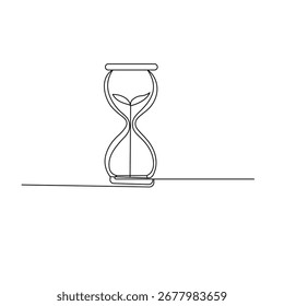 Hourglass icon continuous one line drawing outline vector illustration