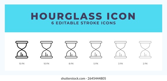 Hourglass icon with different stroke. Vector illustration.