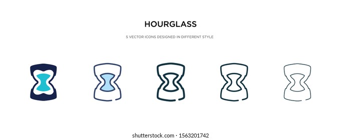 hourglass icon in different style vector illustration. two colored and black hourglass vector icons designed in filled, outline, line and stroke style can be used for web, mobile, ui