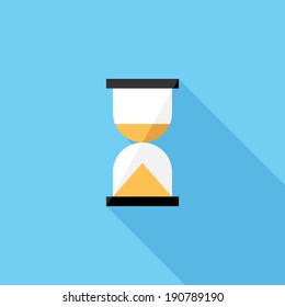 Hourglass icon. Flat design style modern vector illustration. Isolated on stylish color background. Flat long shadow icon. Elements in flat design.