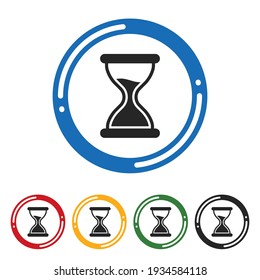 Hourglass icon in flat icon set. flat design vector illustration in 5 colors options for web design