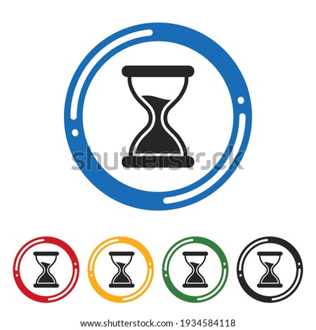 Hourglass icon in flat icon set. flat design vector illustration in 5 colors options for web design