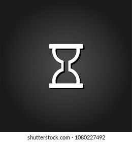 Hourglass icon flat. Simple White pictogram on black background with shadow. Vector illustration symbol