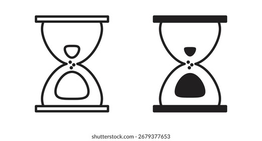 Hourglass icon flat and stroke style pack on white background. Vector illustrations
