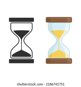 Hourglass icon in flat style isolate on white background. Business and time management concept. Sandglass or sand clock sign. Vector illustration. EPS 10.