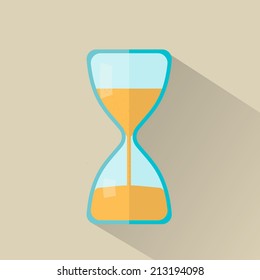 Hourglass icon in flat style with long shadow, vector illustration