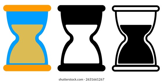 hourglass icon, flat style pictogram icon for ui or ux mobile app, vector illustration logo symbol design, isolated on white