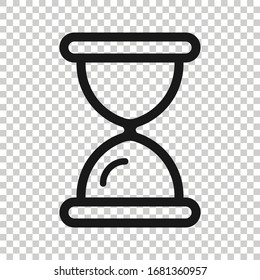 Hourglass icon in flat style. Sandglass vector illustration on white isolated background. Clock business concept.