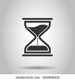 Hourglass icon in flat style. Sandglass vector illustration on white isolated background. Clock business concept.