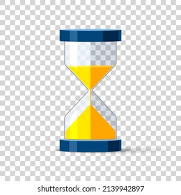 Hourglass icon in flat style, sandglass timer on transperant background. Vector design element for you project 