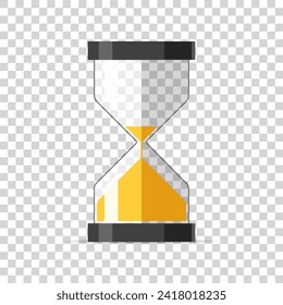 Hourglass icon in flat style, sandglass timer on transparent background. Vector design element for you project 