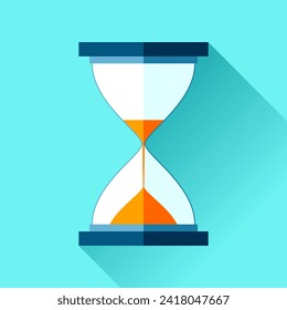 Hourglass icon in flat style, sandglass timer on color background. Vector design element for you project 