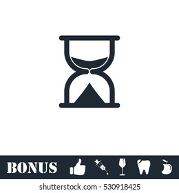 Hourglass icon flat. Vector illustration symbol and bonus pictogram