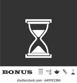 Hourglass icon flat. White pictogram on black background. Vector illustration symbol and bonus icons