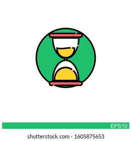 hourglass icon in a green circle. vector illustration